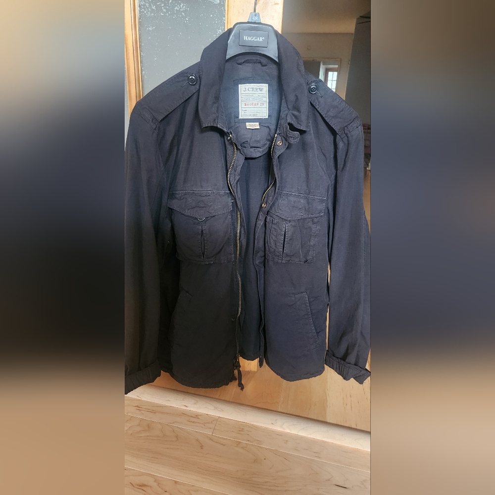 J. Crew Black Military Field Jacket with Structured Shoulders